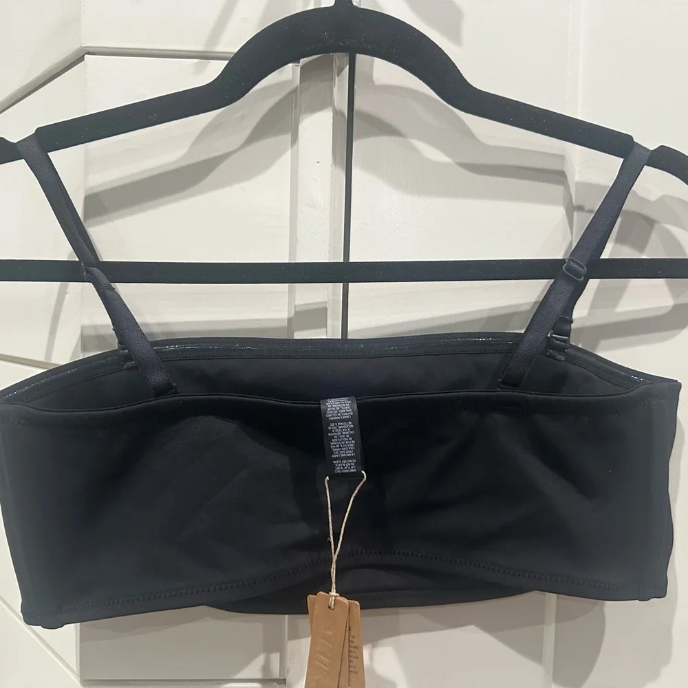 SKIMS Black Strapless Bandeau Bikini Top